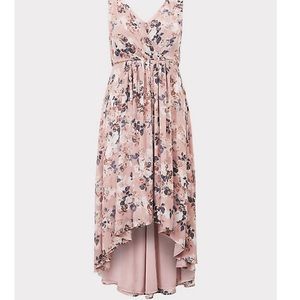 Torrid blush floral chiffon high-low dress
